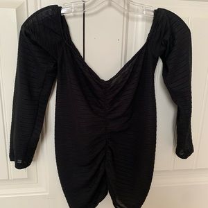 Zara Ruched Off the Shoulder Mesh Top